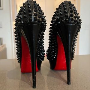 Christian Louboutin Black Studded Heels with Red Soles